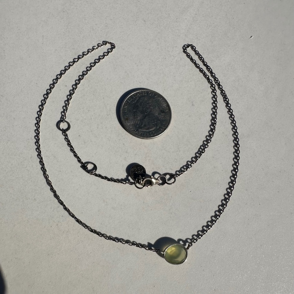 Pura Vida Silver Chain Necklace Pastel Green Gemstone Lobster Clasp